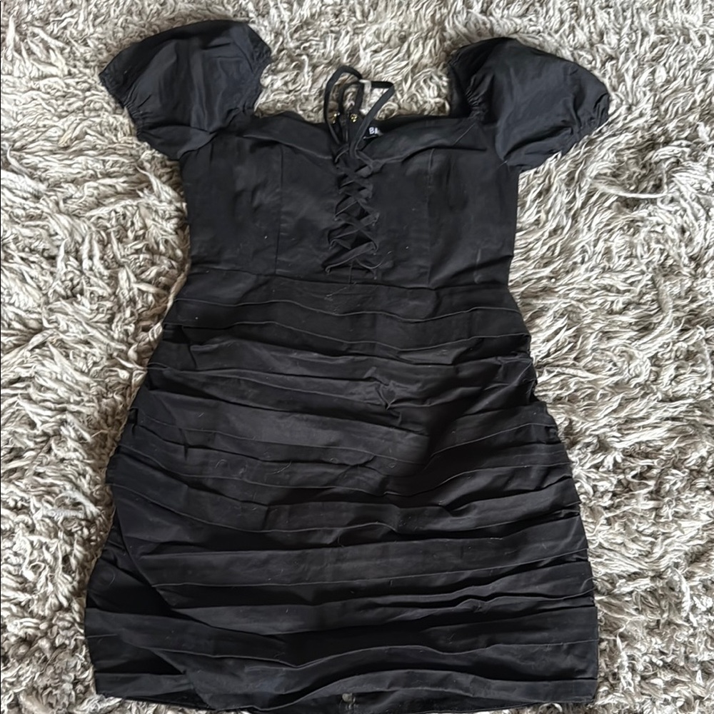 Chic Black Lace-Up Mini Dress